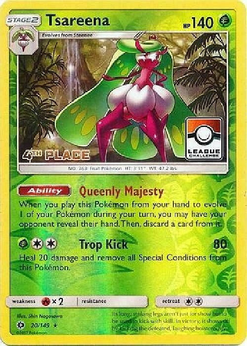Sun & Moon Holo Tsareena #20 Fourth Place League Challange